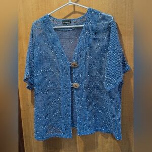 Initiatives Women's Textured Blue Blouse